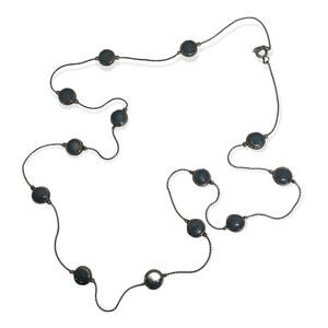 Silvertone and Blue Circle 30" Clasp Necklace Strand String